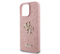 Guess Glitter Metal Logo Case iPhone 16 Pro - Pink