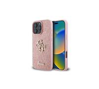 Guess Glitter Metal Logo Case iPhone 16 Pro - Pink