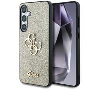 CG MOBILE Guess Fixed Glitter Large 4G Metal Frame Case for Samsung Galaxy S25 (Gold)