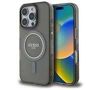 Guess Fixed Glitter MagSafe Compatible Phone for iPhone 16 Pro Max, Smokey/Black