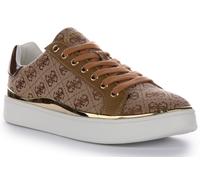 Guess Fl8Bnyfab12 Bonny 4G Leather Lace Up Trainer In Moca Womens UK Size 3 - 8