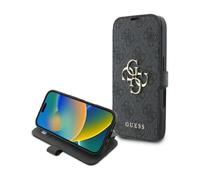 Guess flip case 4G Metal Logo for iPhone 16 - Black/Gold