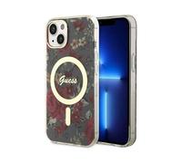 Guess Flower case green for Magsafe - iPhone 14