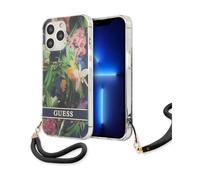 Guess Flower Cord Crossbody Case, Blue - iPhone 13 Pro