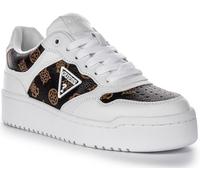 Guess FLPMI2FAL12 Women's Miram 4G Triangle Logo Sneake Trainers (White Brown, UK 5)