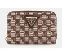 Guess G Wave Slg Medium Zip Around Womens Wallet In Brown Multi
