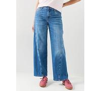 Guess G11 Wide Leg Twisted Jeans, Blue, Size 28, Women Blue