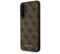 Guess Galaxy A56 Case Brown Faux Leather Classic Logo Gold