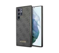 Guess Galaxy S22 Ultra Case, Gray - 4G Metal Gold Logo Hardcase