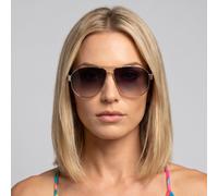 Guess GF6145 32B Designer Sunglasses Womens Gold Pilot Grey Gradient 61mm