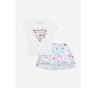 Guess Girls Butterfly T-Shirt and Chiffon Skirt Set in White - White - 5 Yrs