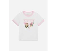 Guess Girls Hawaiian Logo Cropped T-Shirt in White - White - 8 Yrs