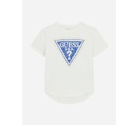 Guess Girls High Low Logo T-Shirt in White - White - 16 Yrs