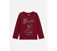 Guess Girls Long Sleeve Bear T-Shirt in Red - Red - 3 Yrs