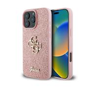 Guess Glitter Metal Logo Case iPhone 16 Pro - Pink