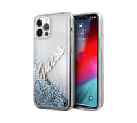 Guess Glitter Vintage Script Case, Blue - iPhone 12 Pro Max