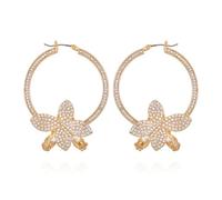 GUESS Gold Crystal Flower Hoop Earrings