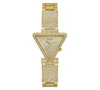 GUESS Gold-Tone Crystal Triangle Analog Watch, Gold Tone/Mesh/Gold Tone/Champagne, one, Classic