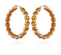GUESS Gold Light Orange Crystal Glass Stone Hoop Earrings One Size Metal Glass Stone