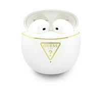 Guess Gold Line Triangle Logo TWS Earphone with Charging Case White
