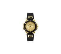 Guess Gold-Tone and Black Silicone Analog Watch