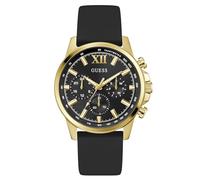 Guess Gold-Tone and Black Silicone Multifunction Watch