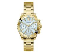 GUESS Gold-Tone and Light Blue Multifunction Watch, Gold, One Size, Gold-Tone and Light Blue Multifunction Watch