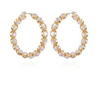 GUESS Gold Tone Clear Crystal Hoop Earrings