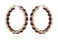 GUESS Gold Tone Light Red Crystal Hoop Earrings