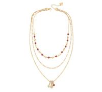 GUESS Gold Tone Overlapping Pearl and Crystal Necklace