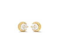 Guess Gold Tone Stainless Steel Moon Shape Crystal Stud Earrings