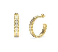 Guess Golden Globe Baguette Stone Gold Tone Hoop Earrings