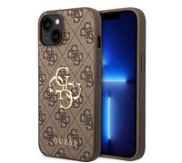 Guess Golden Logo GUHCP14S4GMGGR Compatible with iPhone 14 and 13 Case - Brown, Black