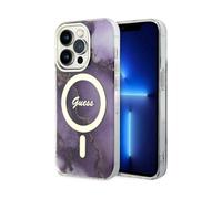 Guess Golden Marble MagSafe Purple Case - iPhone 14 Pro