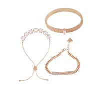 GUESS Goldtone 3 Piece Mixed Crystal Stone Bangle Set