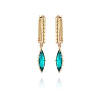 GUESS Goldtone Box Hoop Crystal Stone Drop Earrings