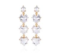 GUESS Goldtone Clear Glass Stone Heart Dangle Earrings