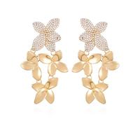 GUESS Goldtone Crystal Stone Floral Linear Drop Earrings