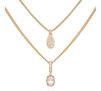 GUESS Goldtone Crystal Stone Layered Necklace