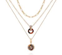 GUESS Goldtone Crystal Stone Sesame Tortoise Double Pendant Layered Necklace