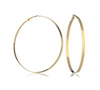GUESS Goldtone Extra Large Steel Smooth Hoop Earrings, One Size, Metal, No Gemstone