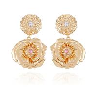 GUESS Goldtone Flower Drop Earrings