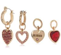 GUESS Goldtone Mini Huggie Hoop Earrings with Interchangeable Heart Charms, One Size, Glass, crystal