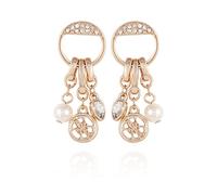 GUESS Goldtone Multi Charm Crystal Stone Drop Earrings, One Size, Metal, glass stone