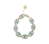 GUESS Goldtone Pave Aqua Stone Statement Link Bracelet, One Size, Metal, glass stone