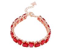 GUESS Goldtone Pink Heart Charm Line Bracelet