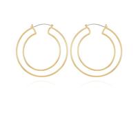 GUESS Goldtone Statement Double Hoop Earrings for Women, One Size, Metal, glass stone