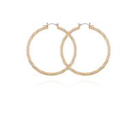 GUESS Goldtone Textured Large Hoop Earrings