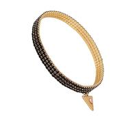GUESS Goldtone Three Row Black Glass Stone Stretch Bracelet, Adjustable, Metal, Glass Stone, Classic, Goldtone
