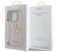 Guess Grained Big 4G Logo & Small Classic Logo Case for iPhone 16 Pro Max Pink